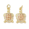 Brass Micro Pave Orange Red Cubic Zirconia Pendants KK-T085-21F-G-1
