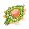 Glass Seed Beaded Heart with Rose Pendants PALLOY-MZ01030-03-4