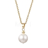 Shell Pearl White Round Pendant 304 Stainless Steel Cable Chain Necklaces for Women NJEW-JN05760-02-4