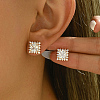 Brass Micro Pave Clear Cubic Zirconia Square Stud Earrings AV3279-1