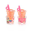 Imitation Bubble Tea/Boba Milk Tea Transparent Resin Pendants RESI-T052-02F-3