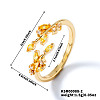 Exquisite Brass Cubic Zirconia Willow Leaf Cuff Rings for Women UN6923-2-1