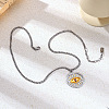 Duo Tone 304 Stainless Steel Pave Cubic Zirconia Red Evil Eye Pendant Necklaces for Women WGB6C44-02-1