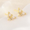 Brass Micro Pave Cubic Zirconia Stud Earrings for Women KK-A305-08G-02-2