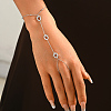 Elegant Brass Micro Pave Clear Cubic Zirconia OT Link Hand Chain Ring Bracelets for Women YB8510-3