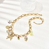 304 Stainless Steel Butterfly & Acrylic & Ceramic Flower Pendant Necklaces for Women NJEW-A063-13G-1
