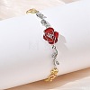 Brass Micro Pave Clear Cubic Zirconia Link Chain Bracelets for Women BJEW-C156-05PG-1