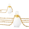 Natural Quartz Crystal Faceted Perfume Bottle Pendant 304 Stainless Steel Cable Chain Necklaces NJEW-WH0002-268E-1