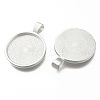 Flat Round Alloy Pendant Cabochon Settings LS-PALLOY-A15654-S-NF-1