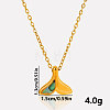 Luxury 304 Stainless Steel Pave Natural Paua Shell Whale Tail Pendant Necklaces EK0533-3-5