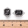 Brass Micro Pave Clear Cubic Zirconia and Glass Connector Charms KK-N287-28P-3