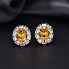 Brass Micro Pave Cubic Zirconia Oval Stud Earrings for Women LC6425-5-1