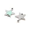 304 Stainless Steel Aquamarine Enamel Connector Charms STAS-Z078-14P-2