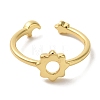 Flower Rack Plating Brass Open Cuff Finger Rings for Women RJEW-L123-101G-2