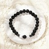 8mm Round Frosted Natural Obsidian & Howlite & Lava Rock Beaded Stretch Bracelets for Women Men AC1855-1-4