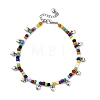 Bohemian Round Glass Seed Beaded Anklets for Women AJEW-AN00669-2