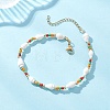 Natural Shell & Glass Seed Beads & 304 Stainless Steel Beaded Anklets for Women AJEW-TA00056-1
