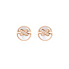 Elegant Rose Gold Inlaid White Shell Necklace and Earrings Set UI3031-1-1