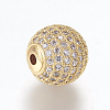 Brass Micro Pave Cubic Zirconia Beads ZIRC-E134-12mm-04G-2