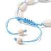 Natural Shell & Synthetic Turquoise Braided Bead Bracelet for Women BJEW-JB09245-01-3