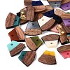 Opaque & Transparent Resin & Walnut Wood Pendants RESI-N053-34-1
