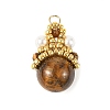 Natural Tiger Eye Round Pendants PALLOY-MZ01402-1