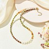 Gradient Natural Unakite & Quartz Crystal & Chinese Southern Jade & Yellow Aventurine & Sesame Jasper Cube Beaded Necklaces with Brass Round Beads NJEW-JN06612-1