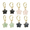 Brass & Natural Green/Blue Aventurine & Quartz Crystal & Rose Quartz & Obsidian Hoop Dangle Earrings EJEW-JE07236-3