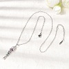 201 Stainless Steel Pave Colorful Cubic Zirconia Fish Bone Pendant Necklaces for Women NJEW-C111-02B-P-3