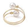 Round Shell Pearl Beaded Cuff Rings for Women RJEW-TA00152-4