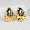 304 Stainless Steel & Glass Stud Earrings WG19409-01-1