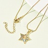 304 Stainless Steel Micro Pave Sky Blue Cubic Zirconia Pendant Necklaces for Women LS-NJEW-Z103-01G-02-1