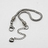 Tarnish Resistant 304 Stainless Steel European Round Snake Chains Bracelets STAS-J015-05-1