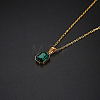 Glass Rectangle Pendant Necklace with Golden Stainless Steel Chains ZR6442-2