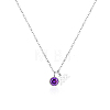 Stainless Steel Pace Purple Cubic Zirconia Birthstone Zodiac Aquarius Pendant Necklaces for Women ZA6688-4-1