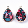 Teardrop Assembled Synthetic Turquoise and Natural Regalite/Imperial Jasper Pendants G-N330-20B-2
