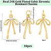 10Pcs Brass Micro Pave Cubic Zirconia Pendants KK-BBC0028-04-2