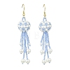 Glass Seed with Glass Pearl Tassel Dangle Earrings EJEW-MZ00727-3