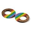 Pride Rainbow Theme Resin & Walnut Wood Pendants WOOD-K012-04-2