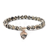 Natural Dalmatian Jasper Round Beaded Stretch Bracelets BJEW-JB09727-02-1