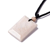 Dyed Natural Fossil Coral Rectangle Pendant Necklace for Women NJEW-C002-02A-4