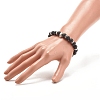 Natural Lava Rock Round Beaded Stretch Bracelet with Alloy Skull BJEW-JB07865-01-5
