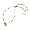 304 Stainless Steel I Love You Heart Pendant Gray Faceted Glass Beaded Necklaces for Women NJEW-F370-01B-G-2