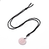 Adjustable Natural Rose Quartz Sailor's Knot Pendant Necklace with Nylon Cord for Women NJEW-L171-02E-2