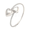 Rack Plating Brass Pave Clear Cubic Zirconia Heart Open Cuff Rings for Women BJEW-B110-04A-P-1