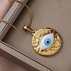 304 Stainless Steel Enamel White Evil Eye Pendant Necklaces VB8803-4