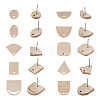  40Pcs 10 Styles Fan & Rectangle & Flat Round & Oval Ash Wood Stud Earring Findings EJEW-TA0001-18-2