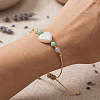 Summer Heart-shaped Faux Pearl Adjustable Braided Bead Bracelets for Daily Wear KQ0143-1