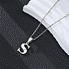 201 Stainless Steel Crystal Rhinestone Initial Pendant Necklaces FS-WG28760-21-1
