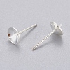 304 Stainless Steel Post Stud Earring Settings For Half Drilled Beads X-STAS-H558-06S-2